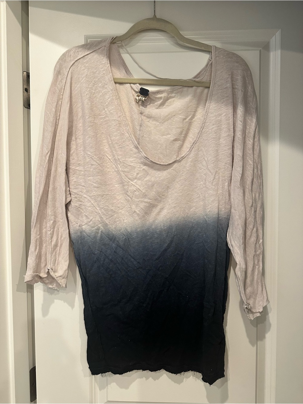 We The Free Pink to Navy Dip-Dye Scoop Neck Tunic